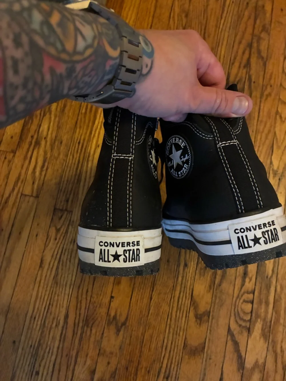 Converse High Top Platform Sneakers - Black & White - Picture 2 of 3